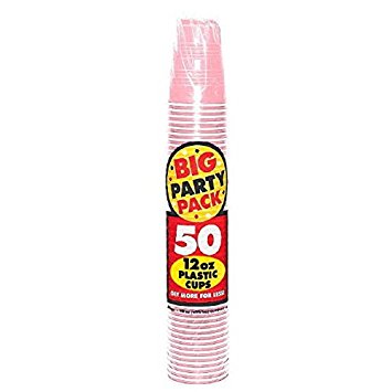 Amscan Big Party Pack 50 Count Plastic Cups, 12-Ounce, New Pink