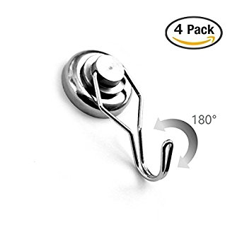 Nicedec Magnetics 30 Pounds (Max) 4 Pack Hook with Rotating and Swing Magnet Hook, 14kg / 30lb Super Heavy Duty Hooks Pack Neodymium Swivel Strong Hook, Ceiling Hooks for Hanging