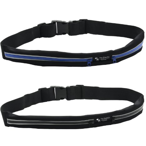 (2 Pack) The Friendly Swede Running Belt with 2 Water Resistant Pockets