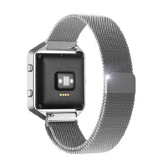 Fitbit Blaze Accessories Band Small UMTele Plexus Milanese Loop Stainless Steel Mesh Bracelet Replacement Band Strap with Unique Magnet Lock for Fitbit Blaze Smart Fitness Watch Silver 51-79
