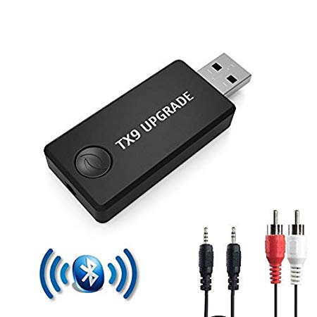[Updated TX9] Bluetooth Transmitter, Wireless 3.5mm Music Adapter(A2DP Low Latency, Pair 2 at Once, for TV/Home Sound System, USB Power Supply)-Not A Receiver