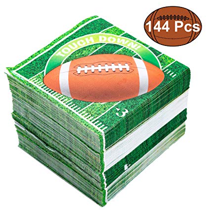 JOYIN 144 Count Touchdown Football Game Day Themed Paper Napkins Football Party Supplies (6.5X6.5 Inches)