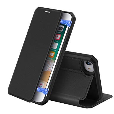 DUX DUCIS Case for iPhone 7/8-4.7", Premium Leather Magnetic Closure Full Protection Folio Flip Case Compatible with Apple iPhone 7/8 Cover (Black)