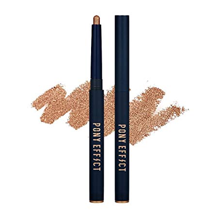 PONY EFFECT Stay Put Eyestick #Be Dazzling (Golden) 0.8g, Water-proof shadow, Glitter Pencil Eyestick, Sliding gel formula, Creamy shadow stick, For Natural Smoky, Gold bronze color