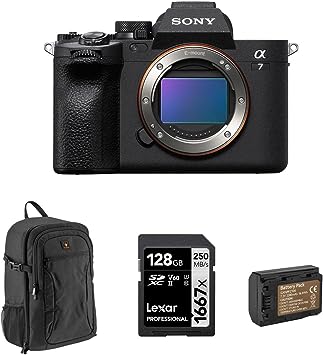 Sony Alpha a7 IV Mirrorless Digital Camera, Bundle with 128GB SDXC Memory Card, Camera Backpack, Extra Battery