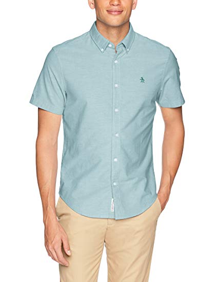 Original Penguin Men's Short Sleeve Core Oxford with Stretch