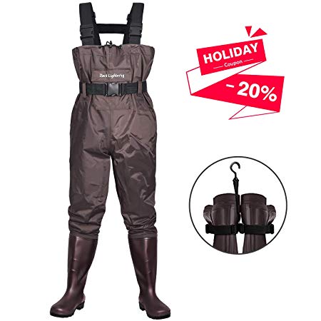 Dark Lightning Fly Fishing Waders for Men and Women with Boots, Mens/Womens High Chest Wader with Boot Hanger