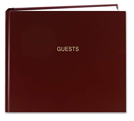 BookFactory Guest Book (120 Pages) / Guest Sign-in Book/Guest Registry/Guestbook - Burgundy Cover, Smyth Sewn Hardbound, 8 7/8" x 7" (LOG-120-GUEST-A-LMT25)