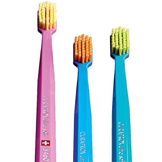 Ultra soft toothbrush 3 brushes, Curaprox Ultra soft 5460. Better cleaning, softer feeling, in sophisticated colours for Him. by Curaprox