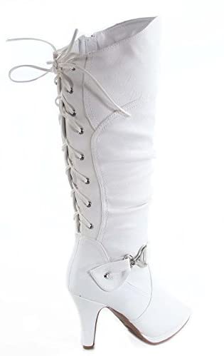 TOP Moda Womens Page-65 Knee High Round Toe Lace-Up Slouched High Heel Boots