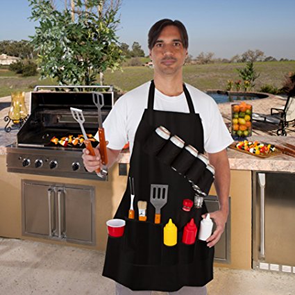 EZ Drinker Grill Master Grill Apron & Accessory - Holds Beverages & Tools by Large, Black