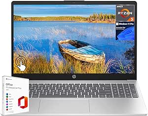 HP 2024 Newest 15.6" Touchscreen Business Laptop, with Microsoft Office Lifetime License, AMD Ryzen 5-7520U(4-core), 16GB DDR5, 1TB SSD, Radeon Graphics, Backlit KB, Wi-Fi 6, HD Webcam, Win 11 Pro