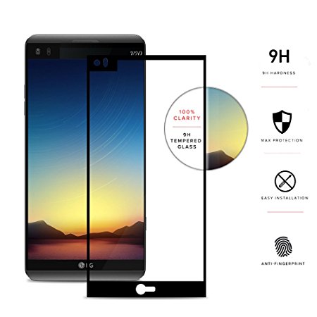 LG V20 Screen Protector - Zizo [Edge to Edge] Curved LG V20 Tempered Glass w/ [9H Hardness] Bubble Free [Anti-Scratch] Ultimate Clarity and Protection