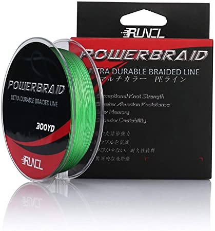 RUNCL PowerBraid Braided Fishing Line, Ultra Durable Braided Line 4 Strands  - Seamless Weaving Tech, Enhanced Coating Tech, Zero Stretch, High