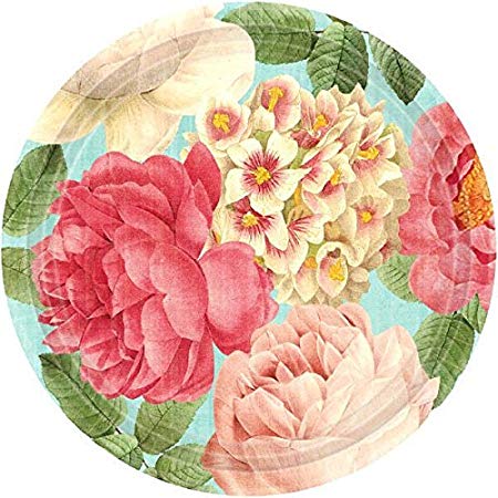 Blissful Blooms Dinner Plates Floral Garden Party Disposable Tableware, 18 Pieces, Made from Paper, 10 1/2" by Amscan