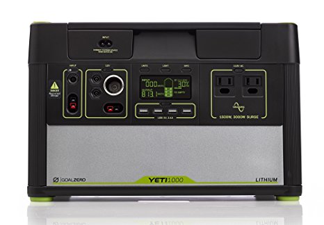 Goal Zero Yeti 1000 Lithium Portable Power Station, 1045Wh Silent Gas Free Generator Alternative with 1500W (3000W Surge) Inverter, 12V and USB Outputs (Certified Refurbished)