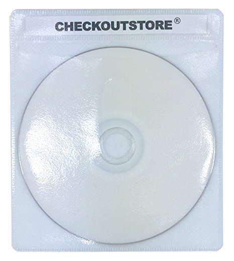 (300) CheckOutStore PREMIUM CD Double-sided Storage Plastic Sleeve (White)