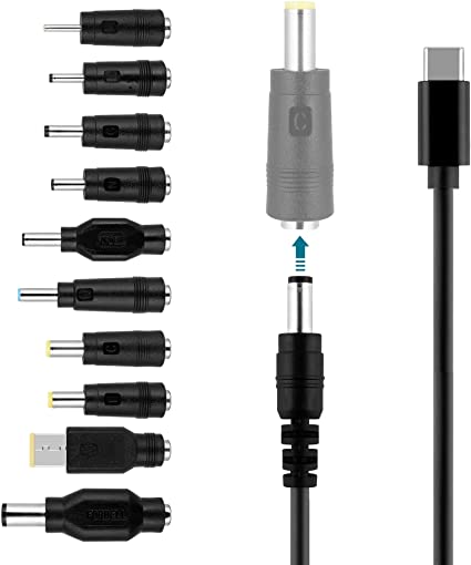 Onite 10PCS Laptop DC Power Adapter Kits,USB C to DC 5.5x2.1mm Cable Compatibility for HP,Dell,Lenovo,Acer,Samsung,Asus,Toshiba,Sony Power Supply Plug Jack Sets(10 1),Adapter Not Included