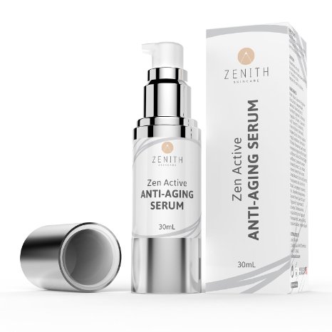Zen Active Anti Aging Serum Anti Wrinkle Treatment Clinically Proven to Reduce Fine Lines and Wrinkles Containing Vitamin C Hyaluronic Acid Retinol and Peptides