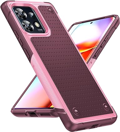 LeYi for Motorola Edge Plus 2023 Case, Moto Edge  Plus Case 2023, Dual Layer Protective Hard PC Back & Soft Bumper Resilient Shock Absorb Phone Cell Case Cover for Moto Edge Plus 2023, Red Pink