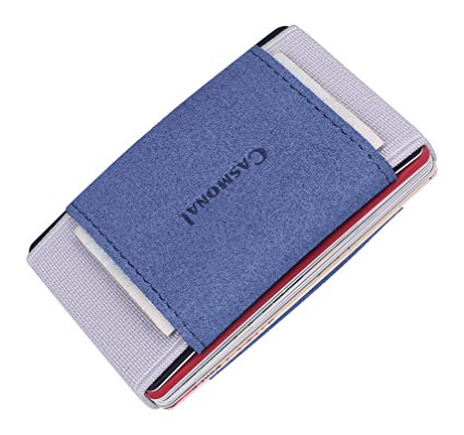 Casmonal Minimalist Slim Wallet With Elastic Front Pocket Card Holders And Cash
