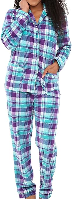 Alexander Del Rossa Women's Soft Warm Fleece Pajamas Plush Lounge Set, Long Sleeve Top and Pants, PJ