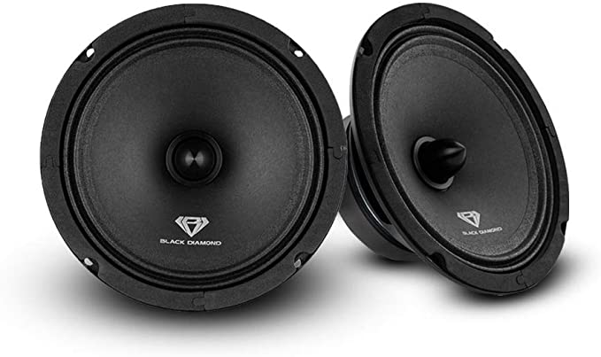 Black Diamond Dia-CM6.4B 6.5" Mid-Range Loudspeaker with Bullet - 6.5-Inch Midrange, 120 Watts Max, 60 Watts RMS, 4-Ohm, 1" Voice Coil - Replacement Mids for Car or Truck Stereo Sound System (Pair)