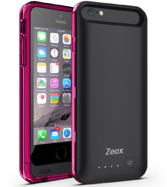iPhone 6 Battery Case , Zeox iPhone 6 Battery Case (4.7 Inches) [Black/Pink]- 3100mAh External Protective iPhone 6 Charger Case / iPhone 6 Charging Case Extended Portable Charger Backup Battery Pack Cover Case Fits with Any Version of Apple iPhone 6 4.7" 2014 (a.k.a iPhone 6 Battery Pack / iPhone 6 Power Case / iPhone 6 USB Juice Bank / iPhone 6 Battery Charger) MFI Apple Certified