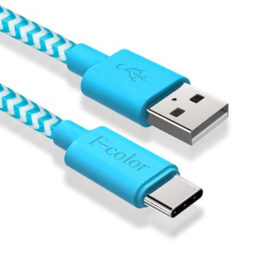 Type C Cable 6Ft Long F-color Braided Reversible USB 20 Charger Cord for LG G5 Nexus 5X 6P OnePlus 2 New MacBook 12 Pixel C Lumia 950  XL Nokia N1 Google Pixel Asus Zen AiO Zuk Z1 Blue