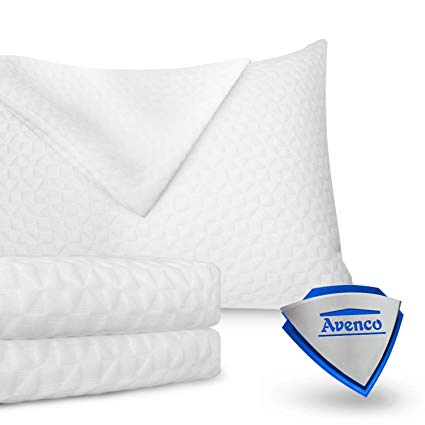 Avenco Pillow Protectors Cases Allergy Control, Hypoallergenic Dust Mite & Bed Bug Zippered Covers (2 Pack) Standard White