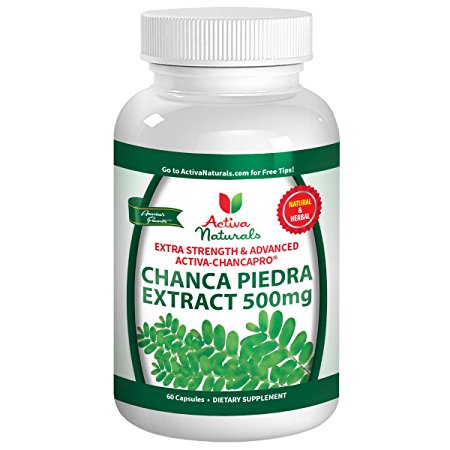 Activa Naturals Chanca Piedra 500mg with Pure, Herbal & Natural Phyllanthus Niruri Herb Extract Supplement for Kidney, Gallbladder & Bladder Health Support - Select 60 or 120 or 180 Capsules