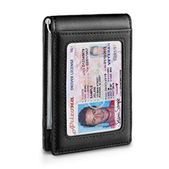 Slim Minimalist Men's Bifold Front Pocket Wallet with Money Clip&Effective RFID Blocking