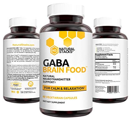 Brain Food Supplement - Natural Stacks GABA Brain Food (60 Count) - Maximum GABA Bioavailability Formula - Promotes Relaxation - Sleep Aid Alternative - Can Reduce Stress