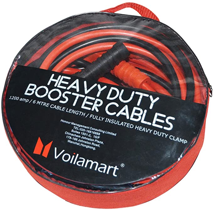 Voilamart Heavy Duty 1200AMP 6M Car Battery Jump Leads Booster Cables for Petrol Diesel Car Van Truck (Includes Zipped Carry Bag with Handle)