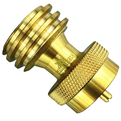 Steak Saver Adapter, 1 Pound Propane Tank Refill Connector - Grilling Backup - Replacement for Disposable Bottle Adapter 100% Solid Brass - NO TOOLS Required BBQ Grill Back Up from Grill Doc