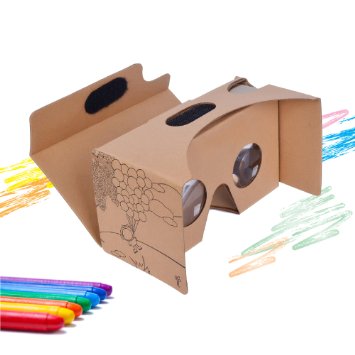 Google Cardboard V2 Kids Friendly Virtual Reality Headset - Encourages Creativity and Wonder Educational Family Fun VR Glasses 3D Viewer Compatible with iPhone and Android Smartphones up to 6 Inches