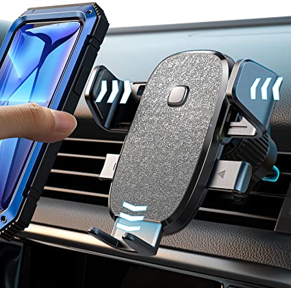 LISEN Phone Mount for Car Vent Cell Phone Holder, [Upgraded Metal Hook Clip] 100% Compatible Vent Car Phone Holder Mount [Easy One Touch] Never Drop Off Phone Mount for Car 4-7 Inch Smartphone