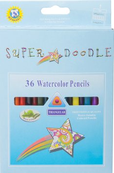 Super Doodle Watercolor Pencils - 36 Color Water Soluble Colored Pencils - Premium Quality Art Set for Drawing, Sketching, Watercolor Painting, and Adult Coloring Books