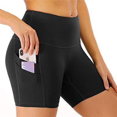 Kyopp Women's 8" /5" High Waist Yoga Short Tummy Control Workout Running Athletic Exercise Shorts Side Pockets