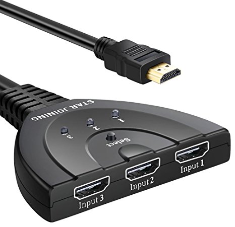 HDMI Switch 3 Port Splitter with Pigtail Hdmi hub Supports for PS3 3D 1080P HD Audio TV