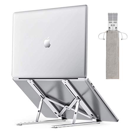 OMOTON Laptop Stand, Adjustable Aluminum Laptop Tablet Stand, Foldable Portable Desktop Holder Compatible with All Laptops (Up to 15.6 inch)