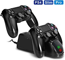 PS4 Dual USB Controller Charger KINGTOP PlayStation 4 Charging Dock Station with LED Indicator for Sony Playstation 4 PS4 / PS4 Pro / PS4 Slim Controller