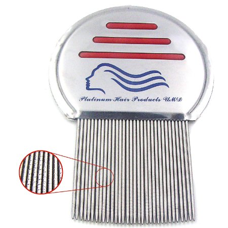 #1 Lice Comb Brush on the Market Professional Stainless Steel Louse Nit FREE Comb for Head Lice Treatment, Removes Head Lice & Nits Eggs Easily Steel Comb Grooves Phthiraptera Platinum Products UMD®