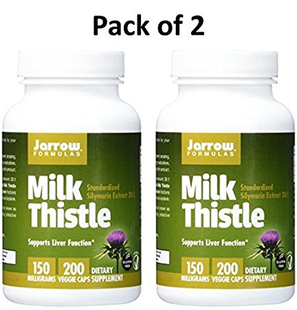 Jarrow Formulas Milk Thistle 200 Veggie Capsules (Pack of 2)