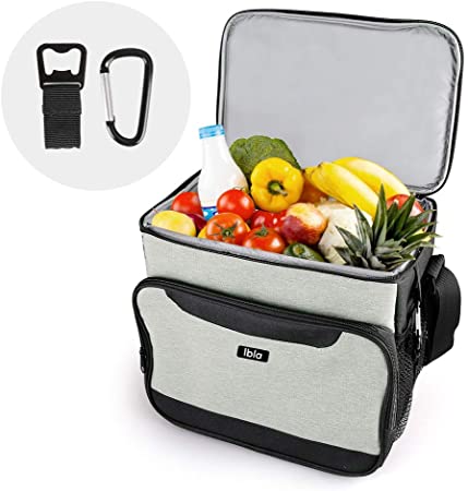 LBLA Cooler Bag 32-Can(13L) Insulated Leakproof Soft Cooler Portable Double Decker Cooler Tote for Trip/Picnic/Sports/Flight, Grey
