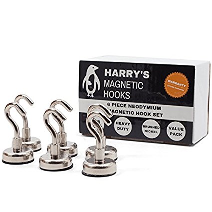 Magnetic Hooks Heavy-Duty Set of 6 (25LBS Pull Power)