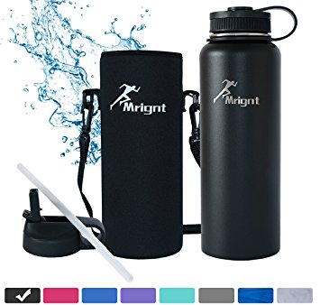 Stainless Steel Vacuum Insulated 40/32 OZ Sports Water Bottle|Best Water Bottle for Men&Women|BUY ONE GET THREE FREE GIFTS-A Straw Lid& A Bottle Pouch & A Bottle Brush