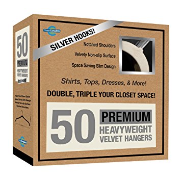 Closet Complete Premium Heavyweight, Velvet Shirt Hangers – Ultra-Thin, Space Saving, No-Slip, Best For Shirts & Dresses - Ivory, Set of 50