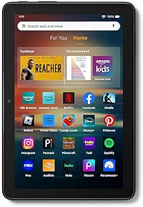 New Amazon Fire HD 8 tablet, 8” HD Display, 3GB memory, 32GB, designed for portable entertainment, Black, (2024 release)