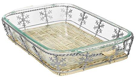 Pyrex 3 Quart Oblong Baking Dish, with Snowflake Basket Set, Limited Edition